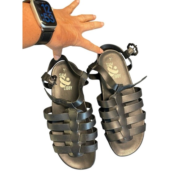 Sam & Libby Women's Black Size 9.5 Chunky Abigail Fisherman Footbed Sandal - Picture 14 of 16